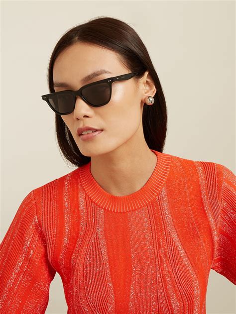 céline eyewear rectangular cat eye acetate sunglasses|More.